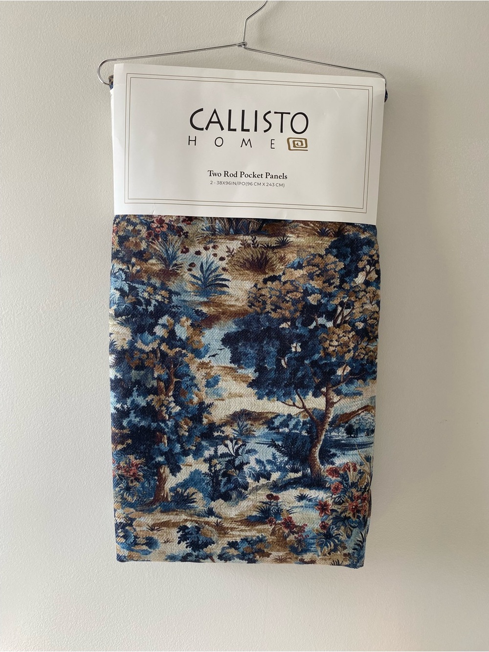 Callisto Home Blue & Brown Two Rod Pocket Panels 38x96- Scenic Print
